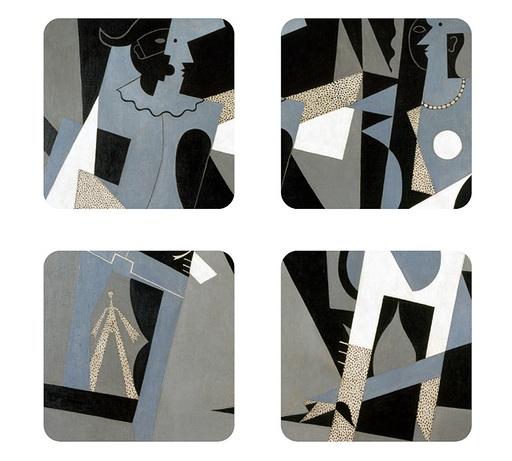 Set de 4 dessous de verre Picasso - Arlequin et femme au collier | Le Cubisme