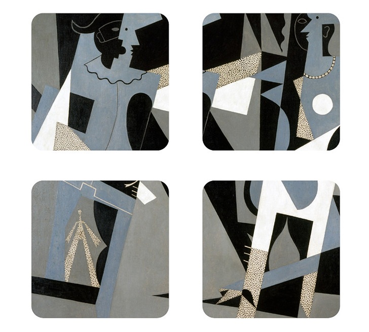 Set of 4 Picasso Drip mats - Arlequin et femme au collier | Cubism