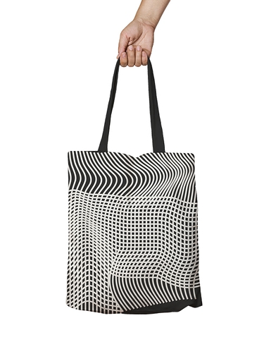 Tote Bag Black and White Black handles | Inspiration Vasarely