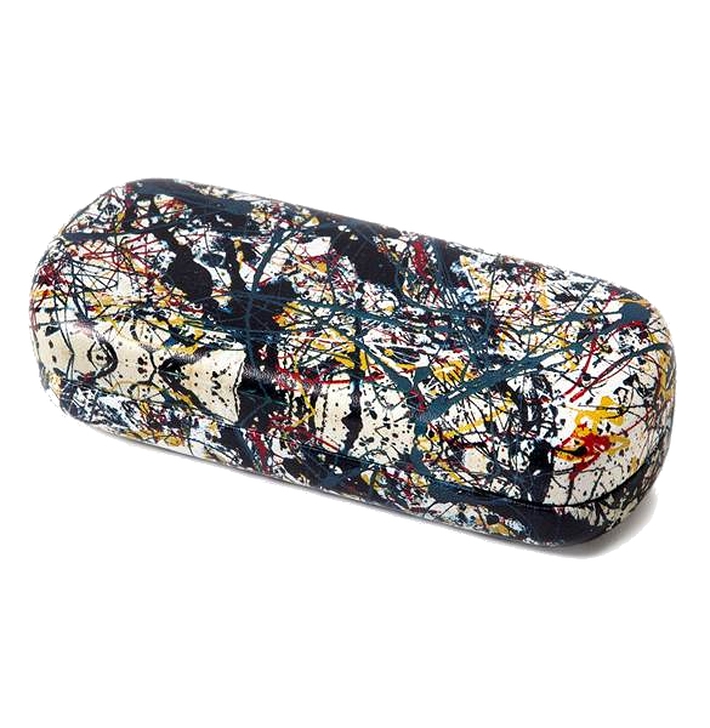 Glasses case Jackson Pollock - Painting (Silver over Black, White, Yellow and Red)