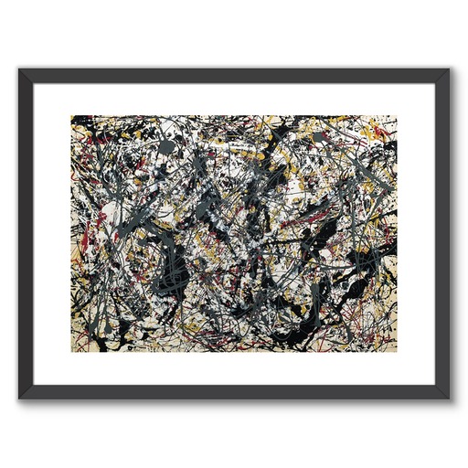 Framed Art Print "Painting (Silver over Black, White, Yellow and Red)"