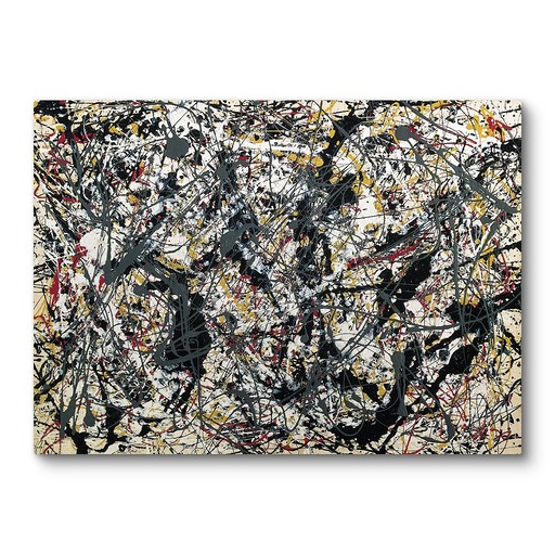 Canvas Print "Painting (Silver over Black, White, Yellow and Red)"