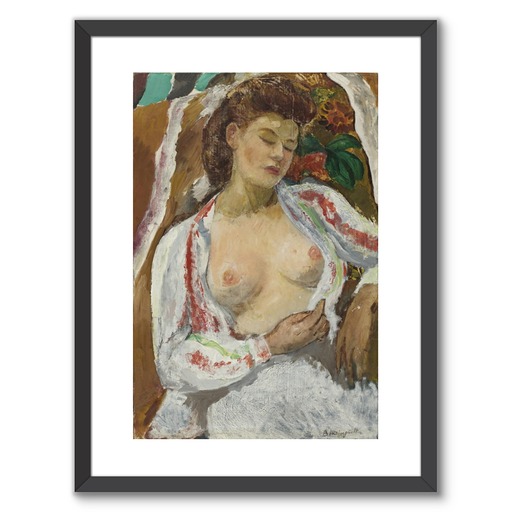 Affiche Encadrée "Femme aux seins nus assise"