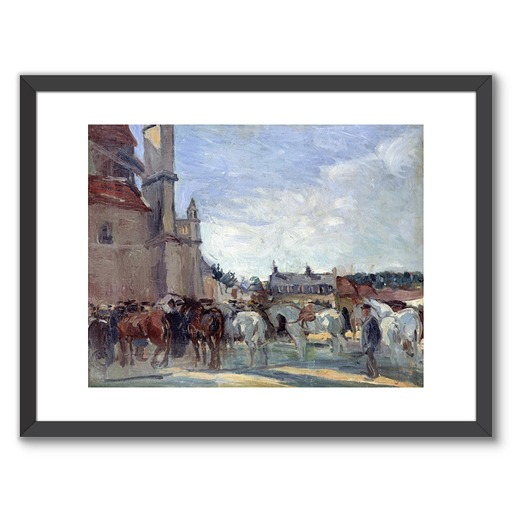 Affiche Encadrée "Le Marché aux chevaux à Falaise"