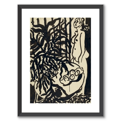 Framed Art Print "Nu debout, fougère noire"
