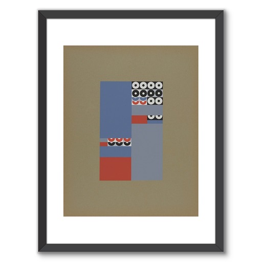 Framed Art Print "Composition verticale-horizontale à cercles et demi-cercles"