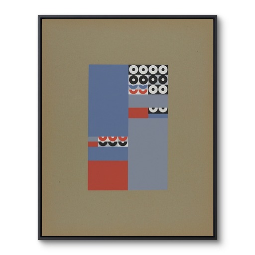 Framed Canvas "Composition verticale-horizontale à cercles et demi-cercles"